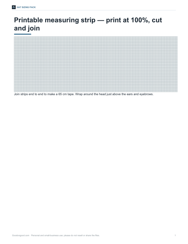 Preview of Printable Measuring Tape for Hat Sizing